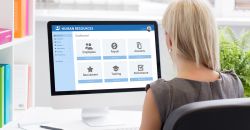 Woman using HR software